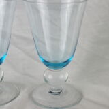Set de 3 verre à vin des 70s à fumure bleue