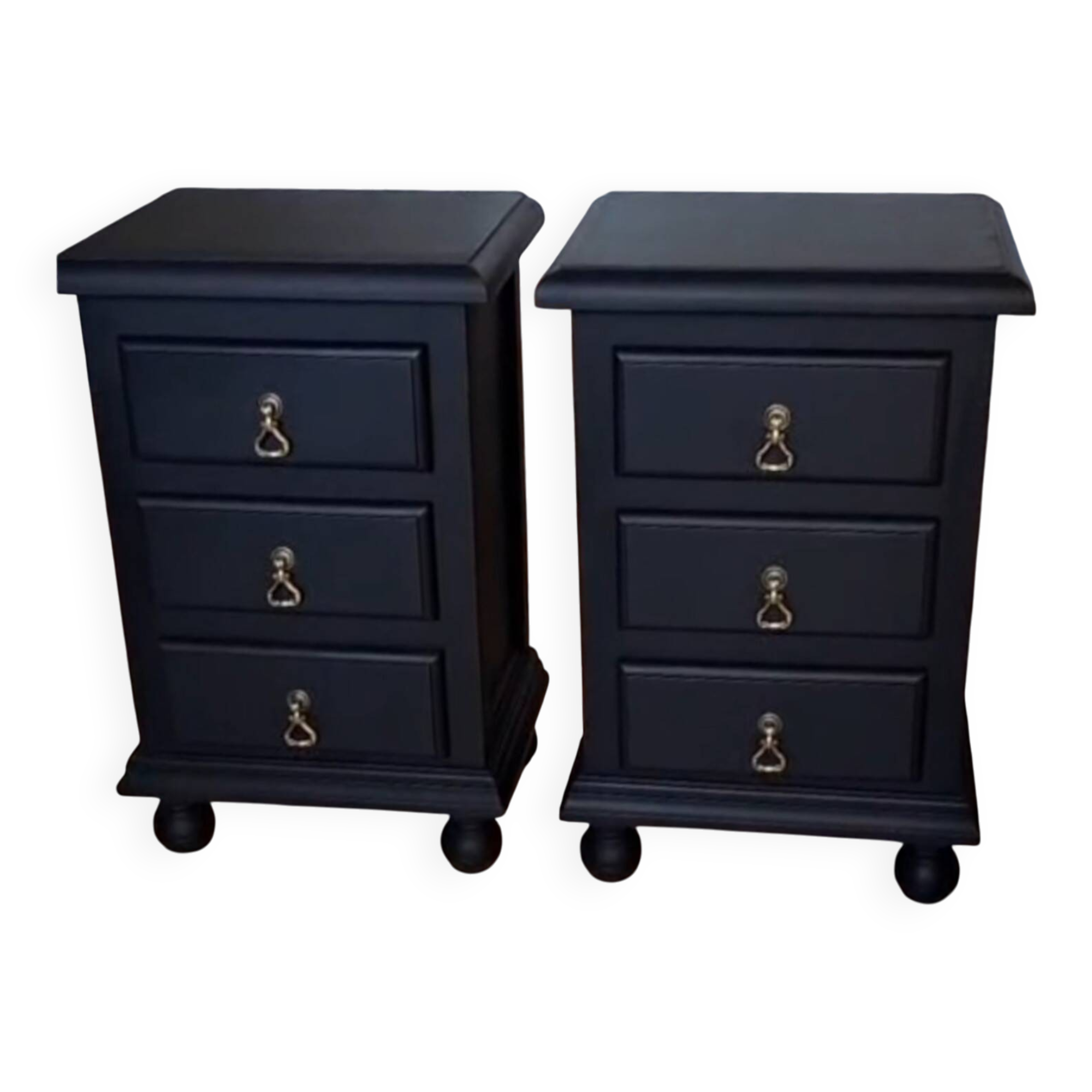 Tables de chevet Mid-Century Modern restaurées – Noir et bronze