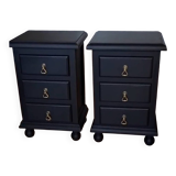 Tables de chevet Mid-Century Modern restaurées – Noir et bronze