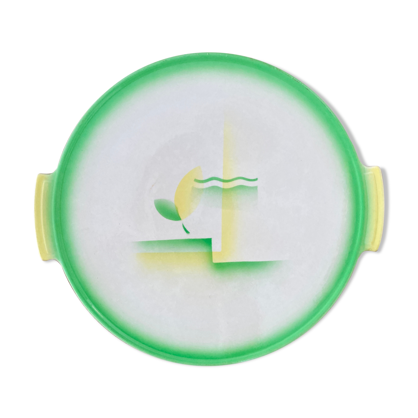 Dish in faience villeroy & boch green and yellow