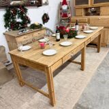 Antique solid oak craft table with drawers
