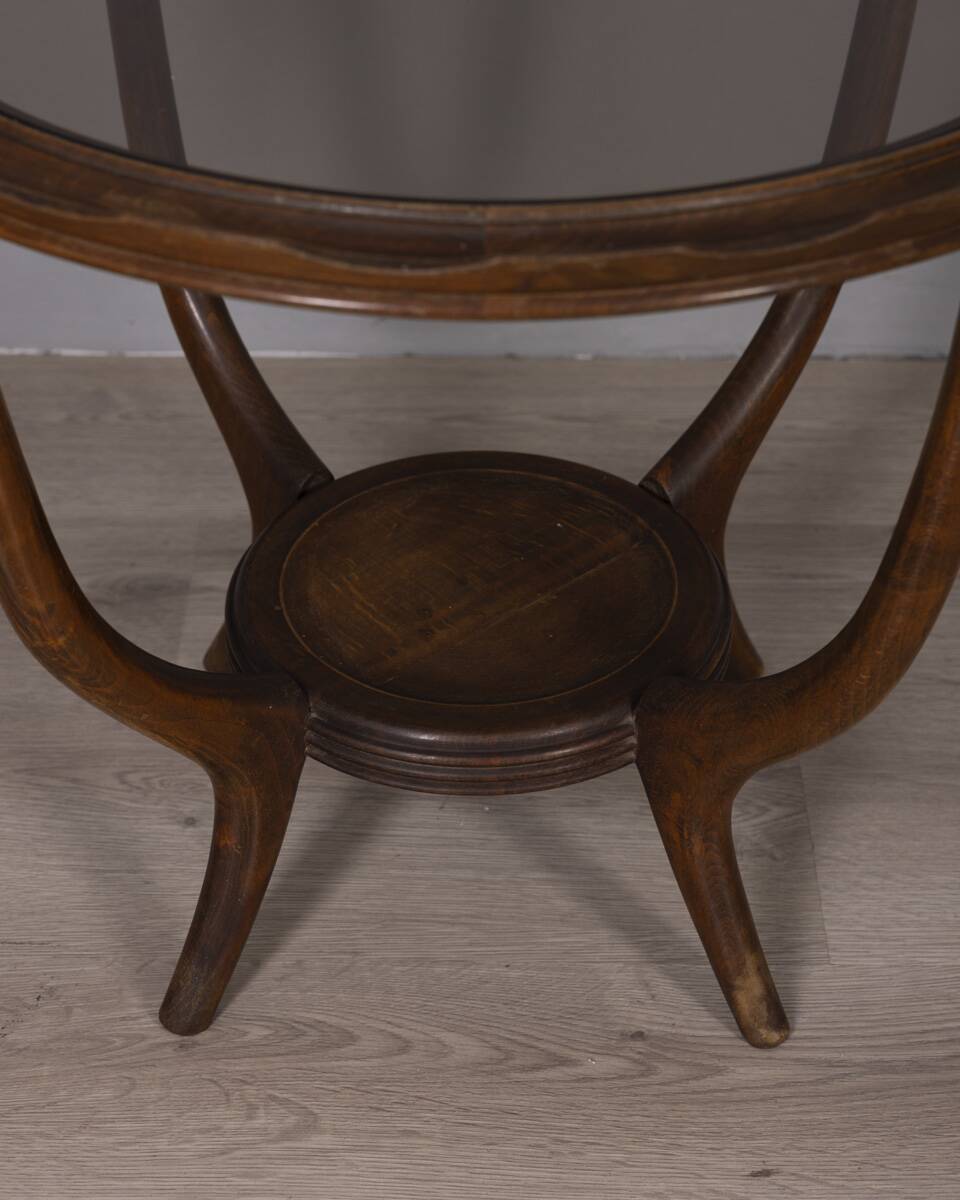 Vintage 1950s wood and glass coffee table, italian design