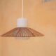 Suspension vintage en verre et en rotin