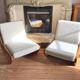 Vintage pair of pine armchairs by René Martin, cabinetmaker Perriand, 1950s.