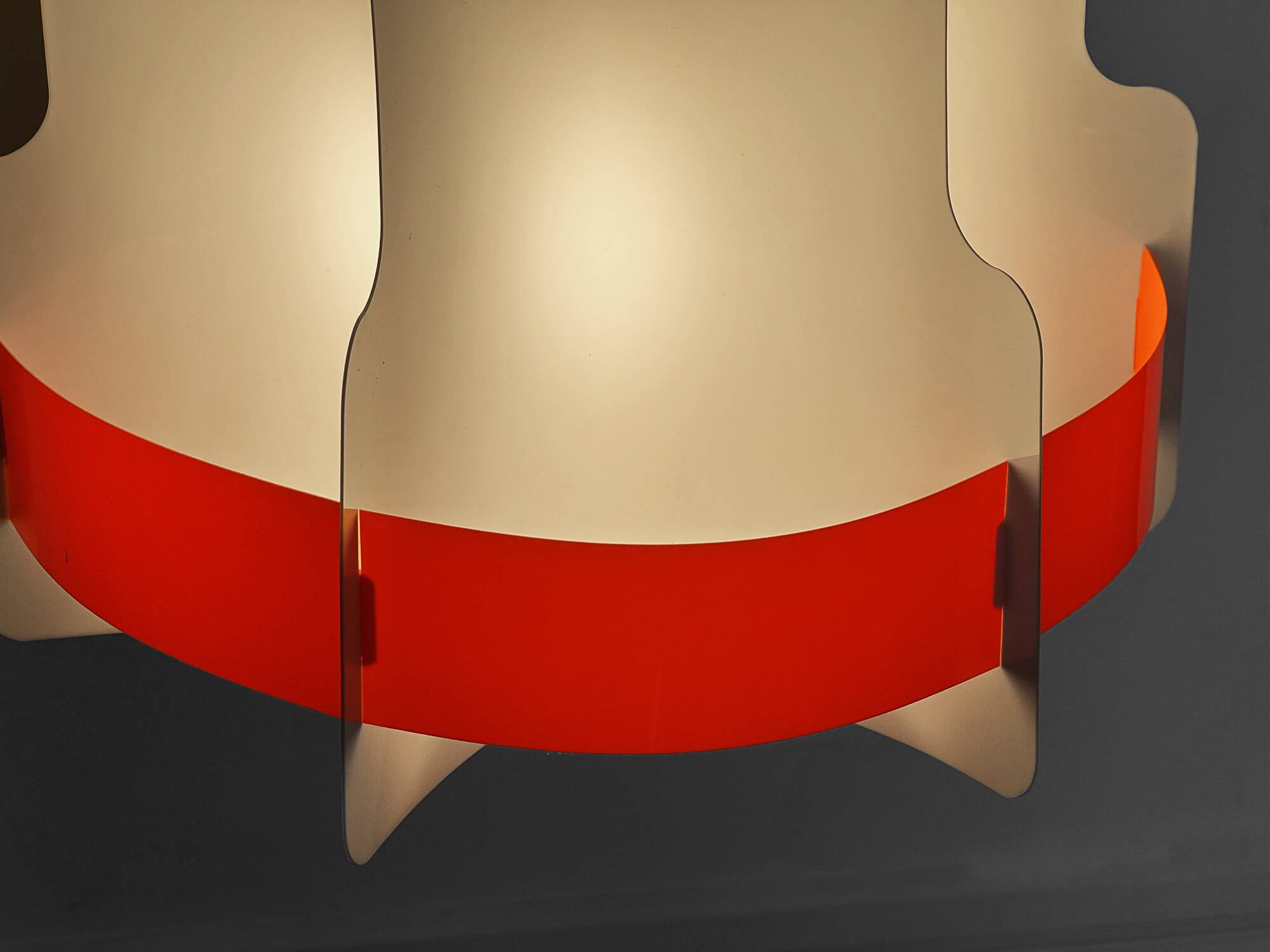 Plastic sheet pendant light by Quality System. Denmark 1970s