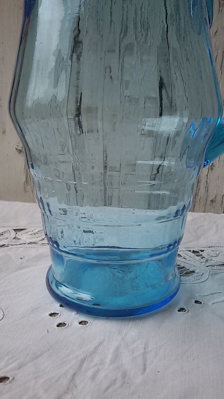 Art deco pitcher in blue glass