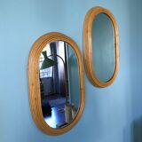 Pair of bamboo mirrors 34x56cm