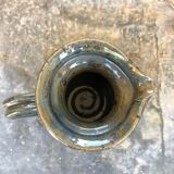 Handmade 70s-original blue enamelled sandstone pitcher