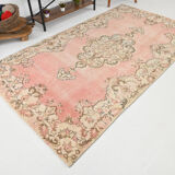 5x10 pink and beige classic turkish rug, 291x163cm