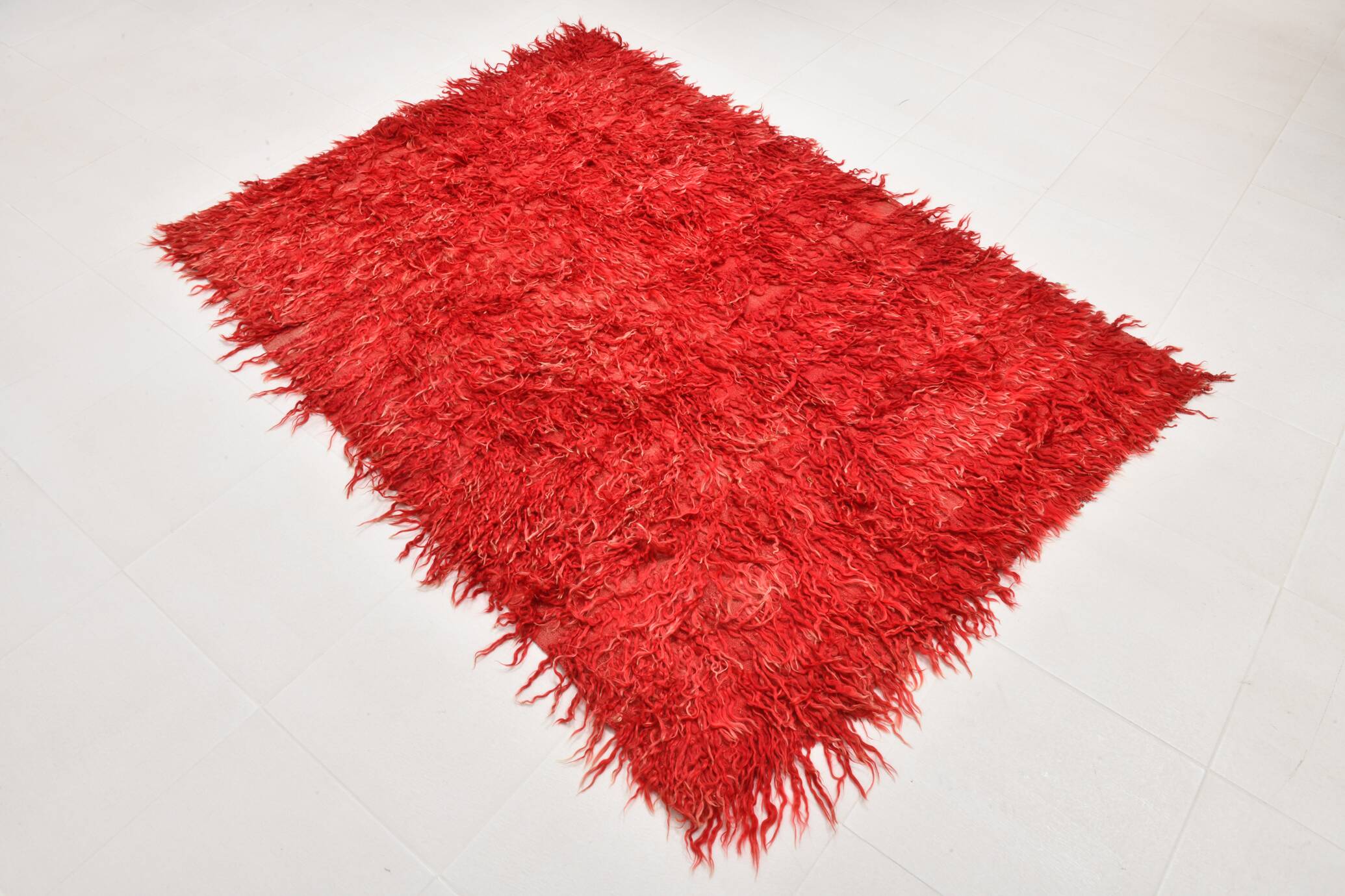 4x6 Turkish Handwoven Red Kilim Rug, Super Soft Bohemian Carpet, Antique