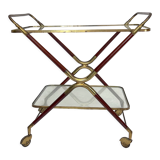 Mid-century brass and wood bar cart, Italy 1950s