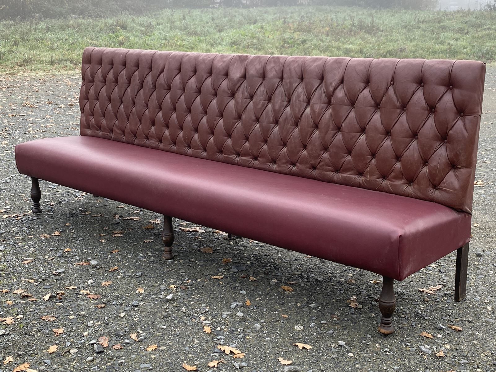 1930s bistro bench in faux leather