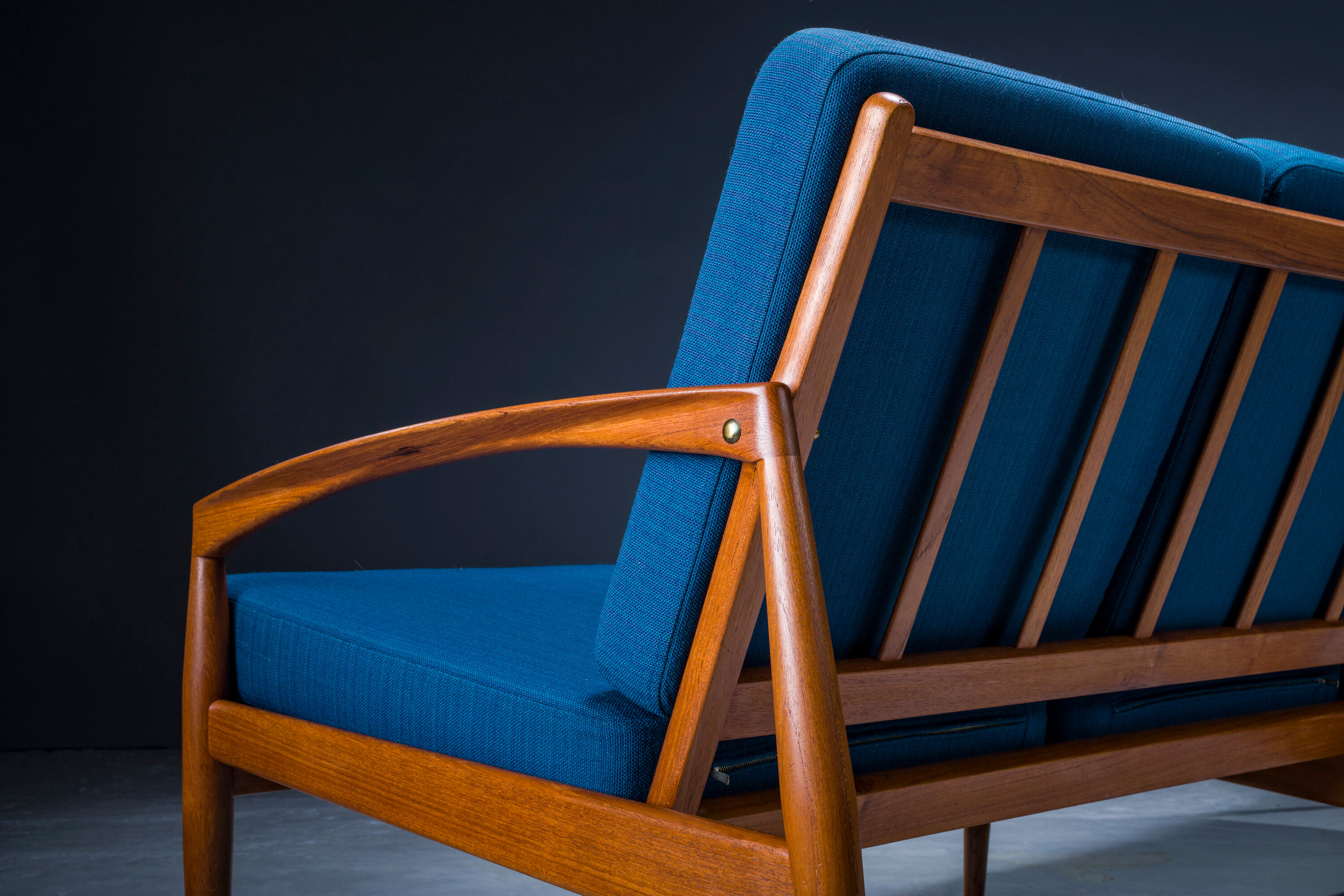 Model 121 Paper Knife Easy Chairs and Sofa by Kai Kristiansen for Magnus Olesen, 1960s, Set of 3