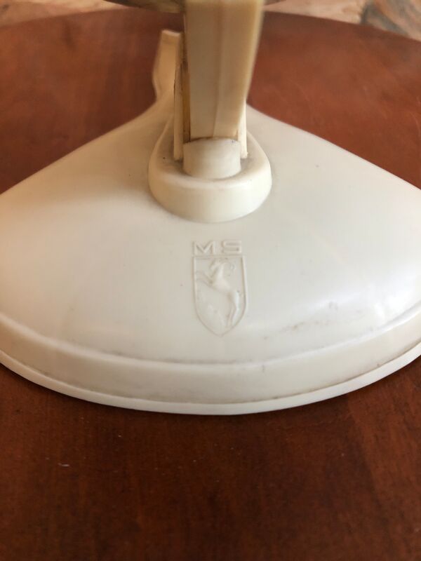 Ancien mappemonde ms globe métal + base bakélite blanc crème vintage