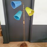1950s three-light floor lamp with coloured shades