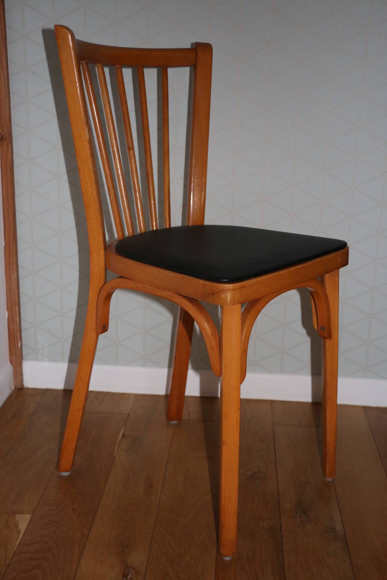 10 baumann chairs no. 12 black faux leather light beech