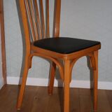 10 baumann chairs no. 12 black faux leather light beech