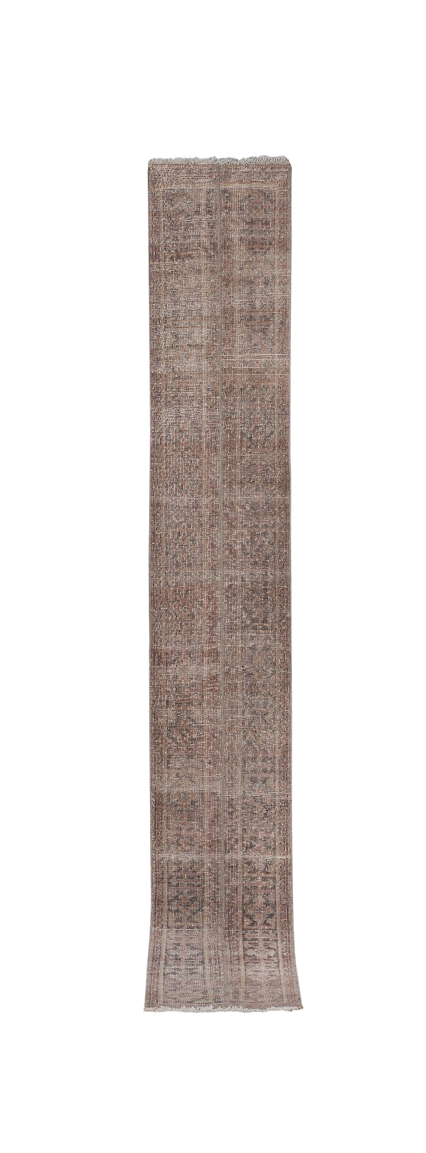 Vintage Turkish Oushak Rug Handwoven 55x373 cm