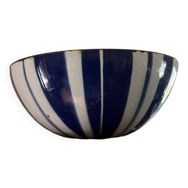 Grand bol émaillé bleu et blanc