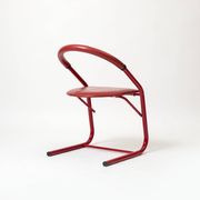 Set of 4 postmodern dining chairs in red lacquered metal and leatherette, italy, 1980s