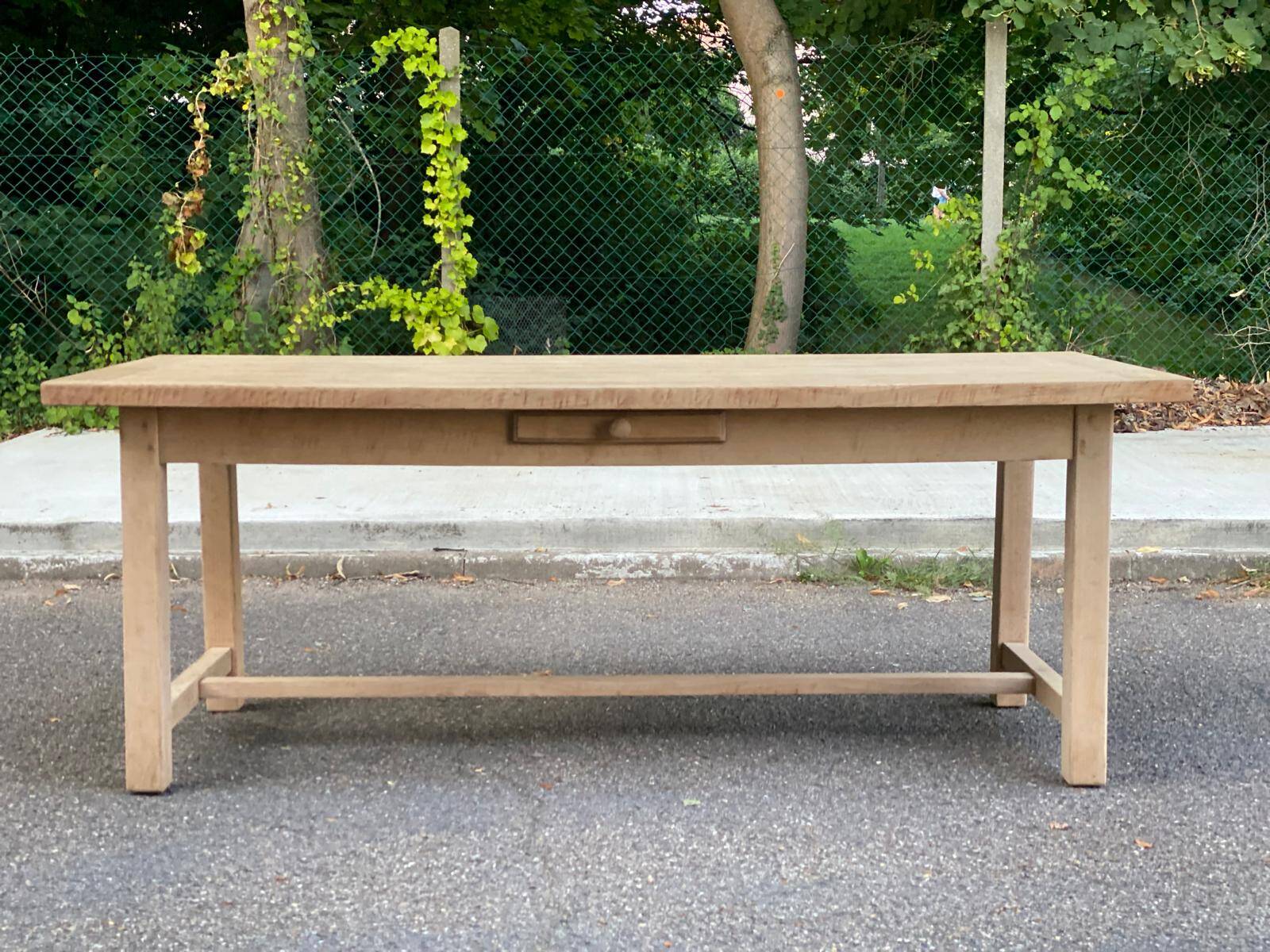 Renovated 19th century farmhouse dining table with drawer 200cm