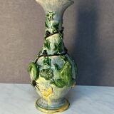 Majolica Palissy vase, dating from the Victorian era circa 1890