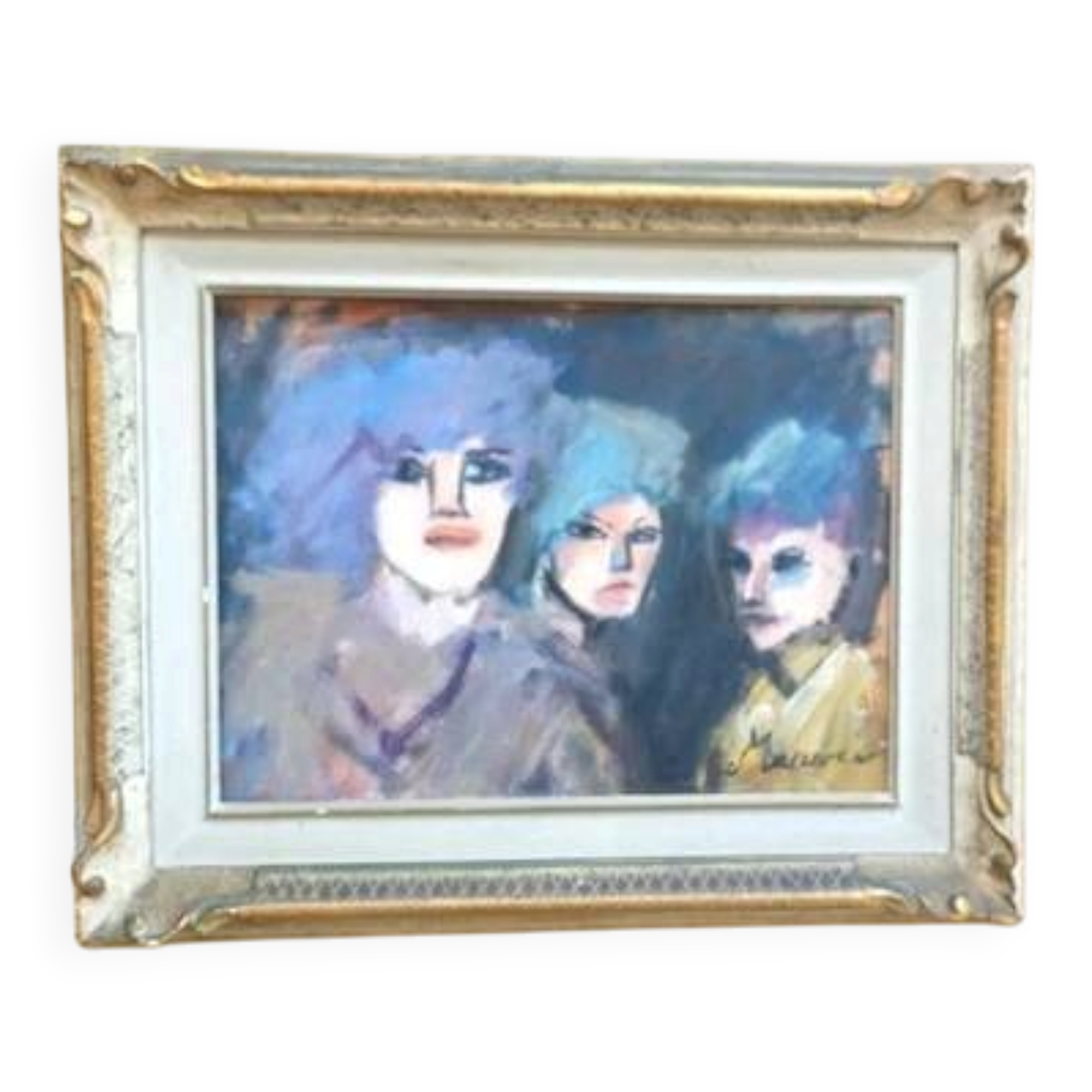 Mino maccari oil-based print 30x40 three female figurines