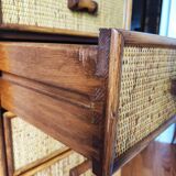 Vintage wicker and rattan chest of drawers