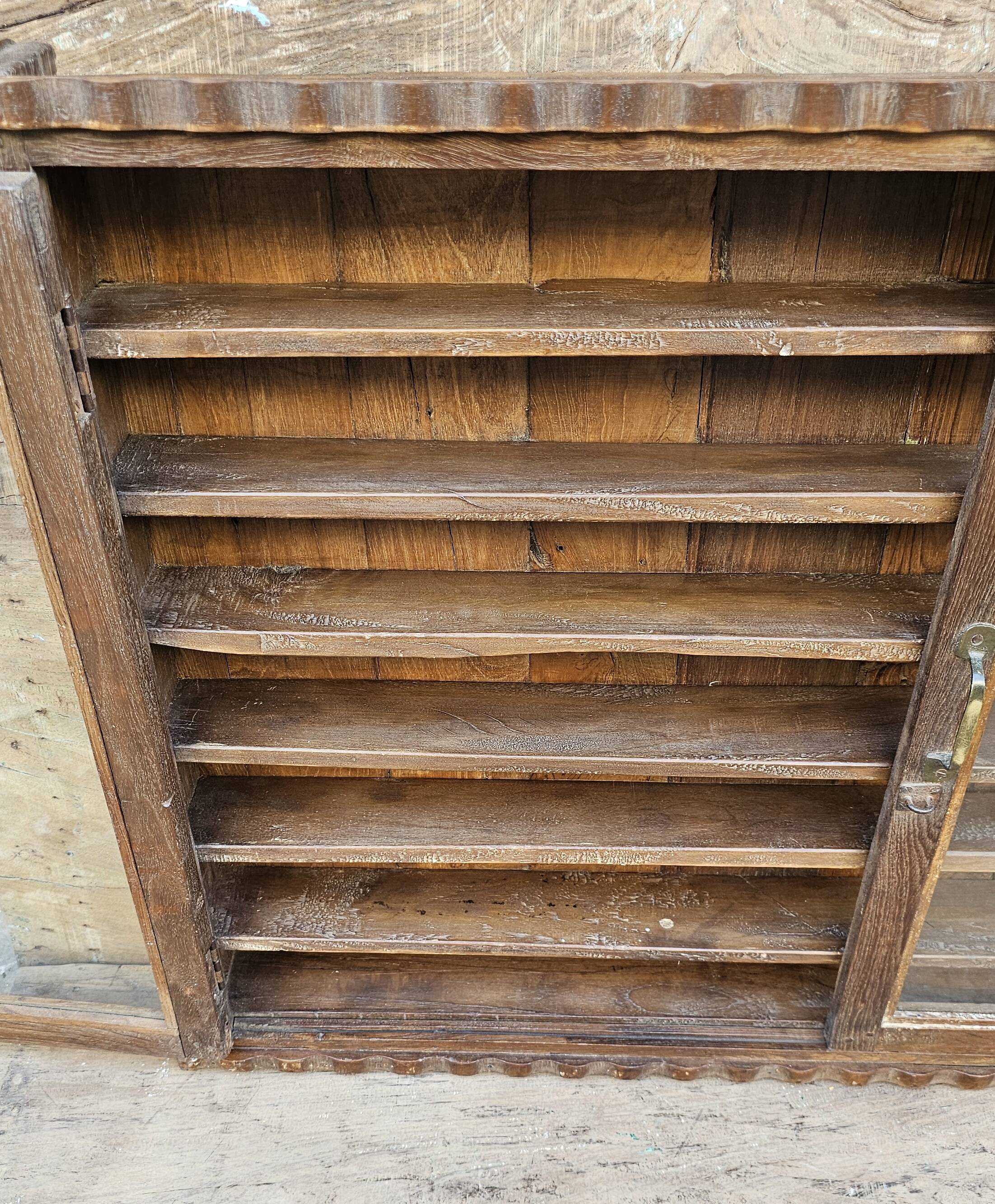 Antique Burmese teak collector's wall display case