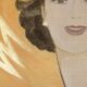 Painted canvas depicting an elegant woman from the 1950s. Contemporary.