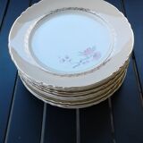 Set of 12 flat plates decors flowers vintage