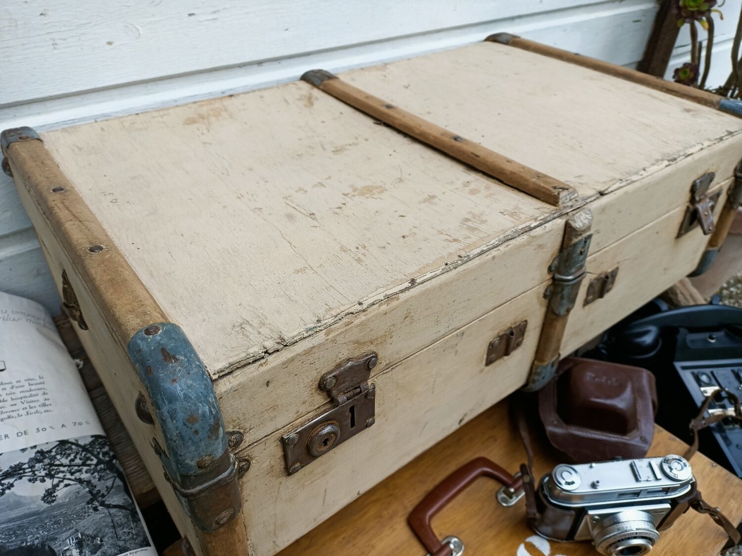 Old wooden suitcase