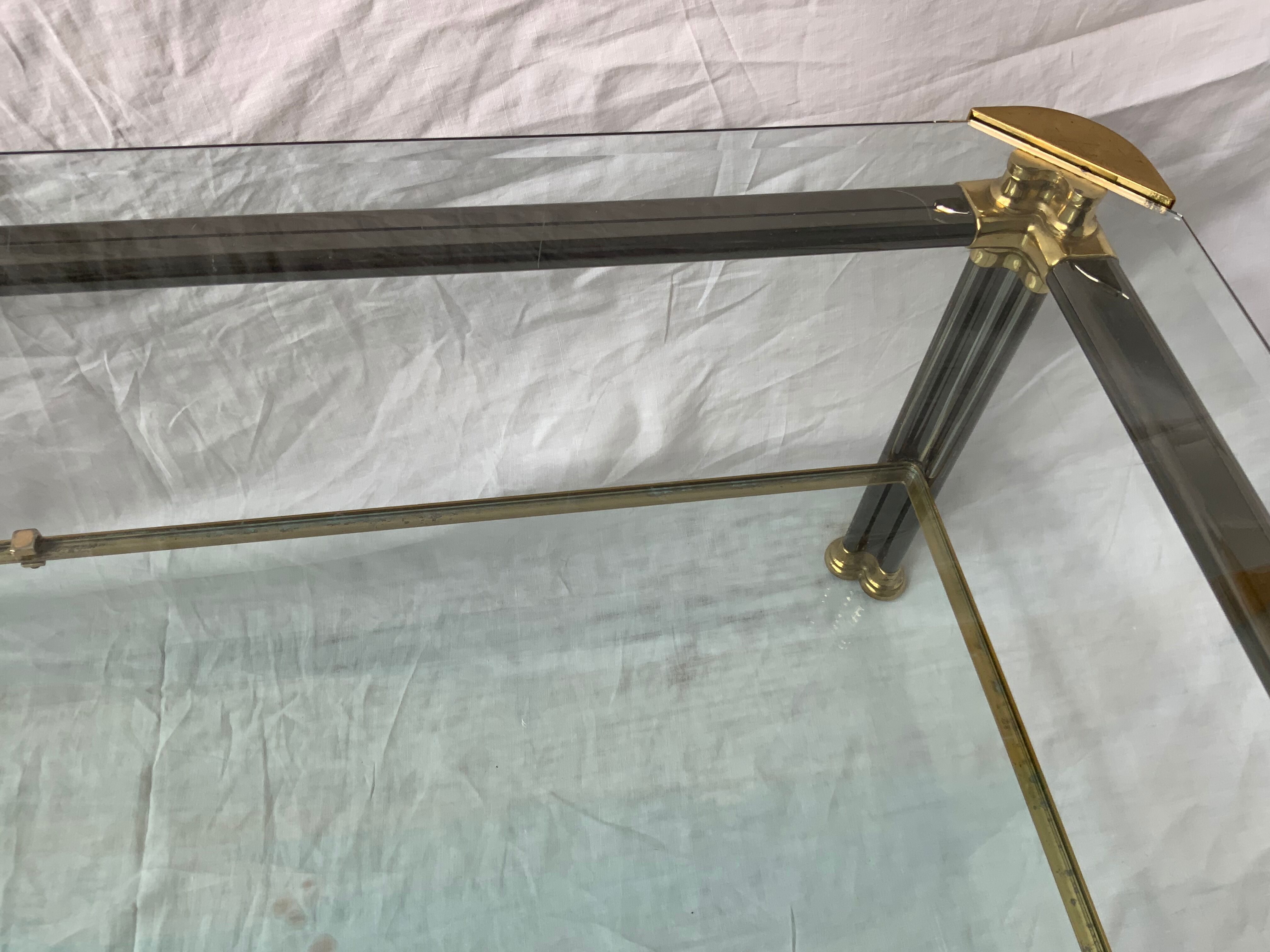 Glass and brass coffee table