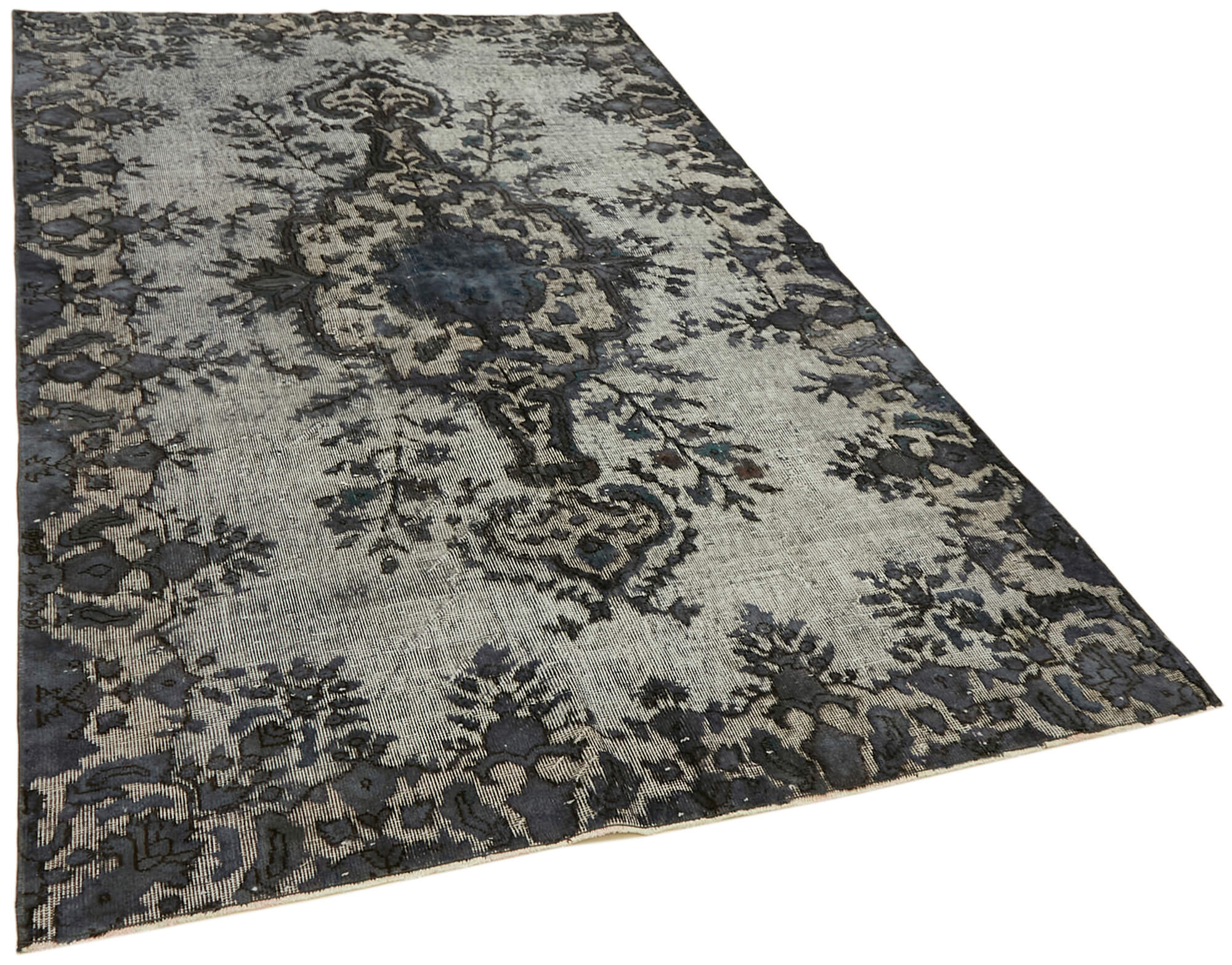 Tapis fait à la main distressed anatolian 1980s 166 cm x 261 cm tapis gris