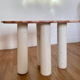 Pink marble and concrete coffee table