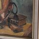 Framed oil on canvas – Still life with lamp, Yvonne Sellier