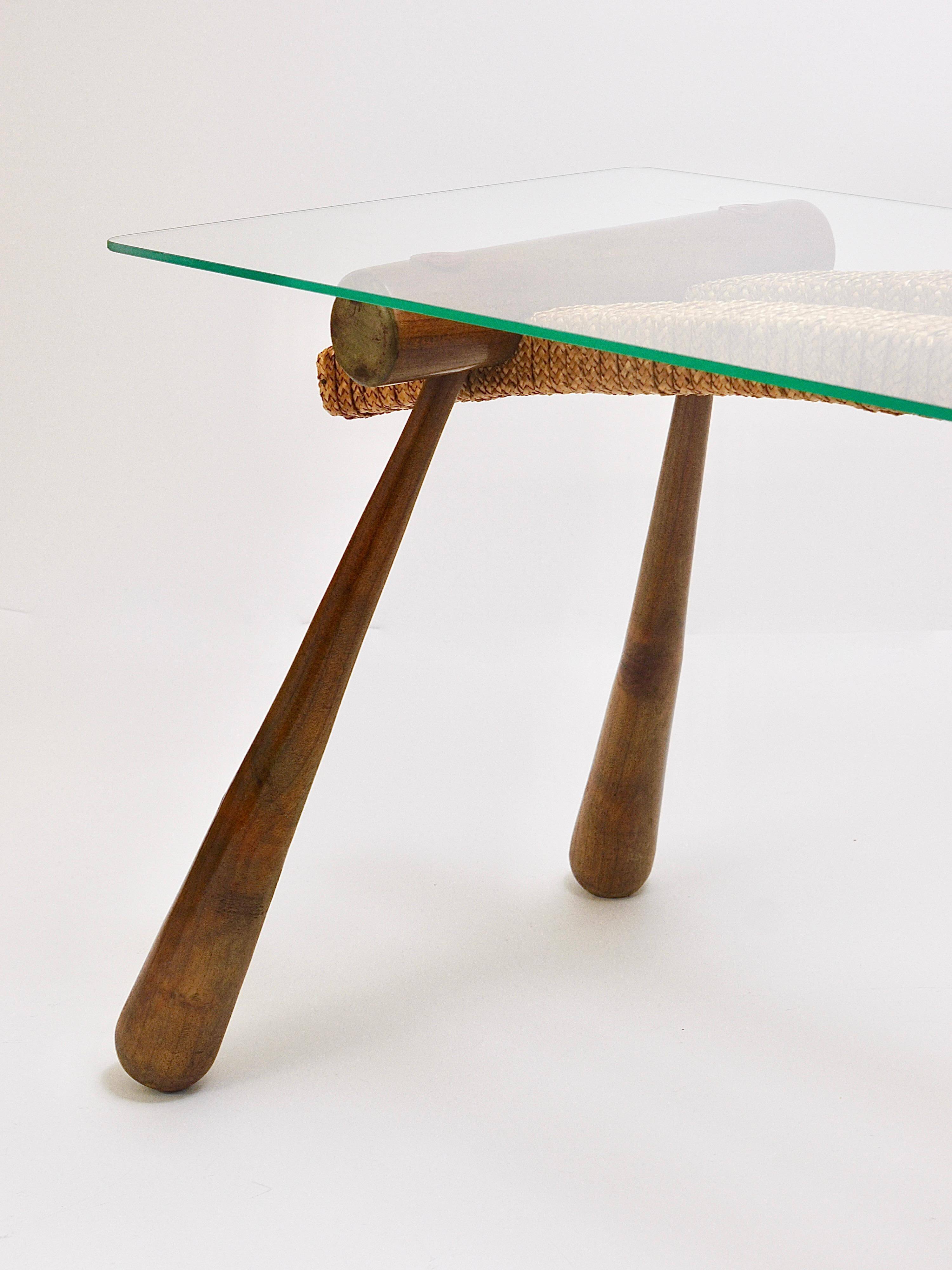 Mid-century side table by Max Kment, maple, cord, Austria, 1950s