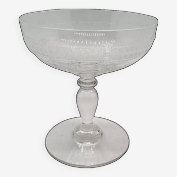 Engraved glass champagne cup