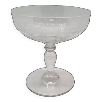 Engraved glass champagne cup