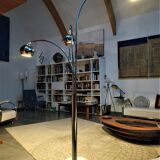 Floor lamp Chromed thrush three branches very 70s by Goffredo Reggiani