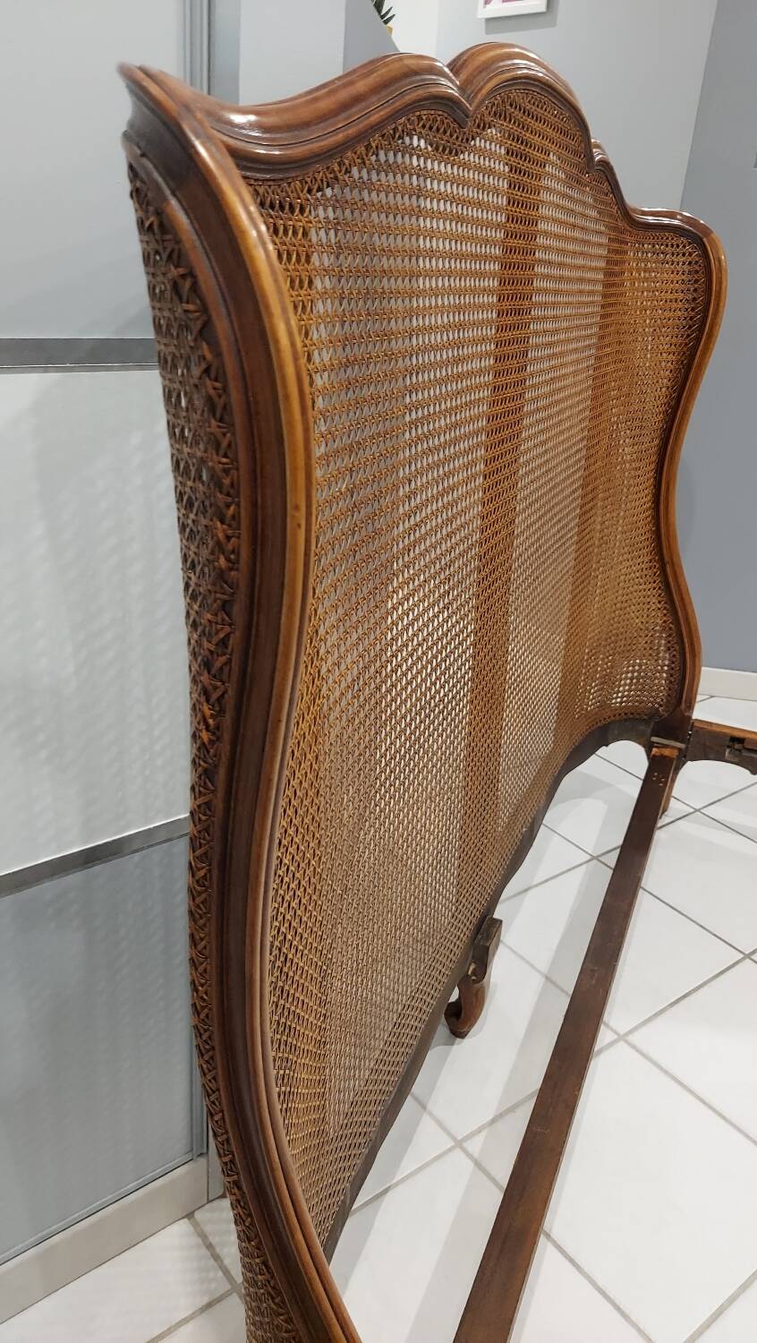 Louis XV style double cane basket bed, mid-20th century