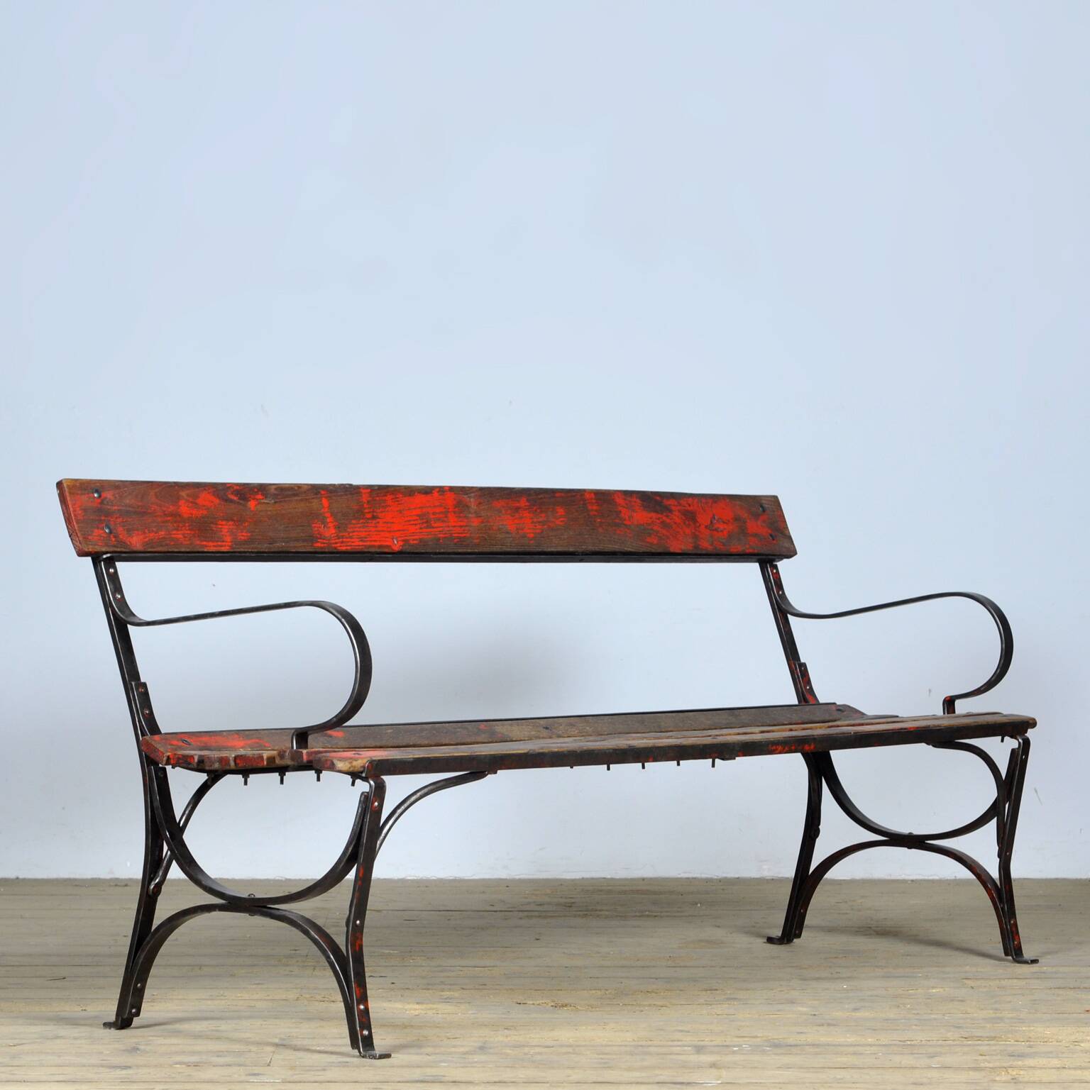 Riveted iron park bench 1920s