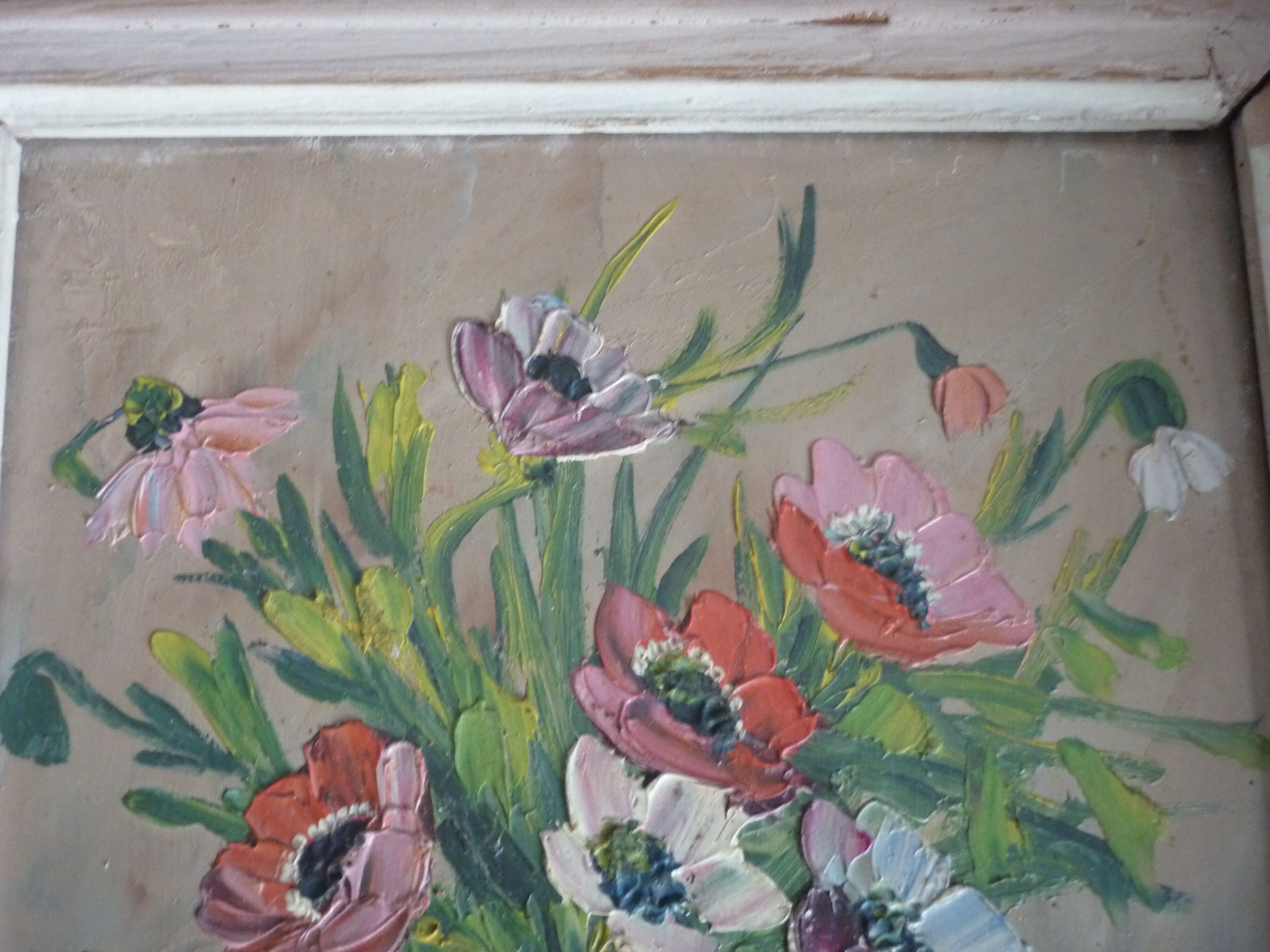 Painting painting bouquet flowers signed L.Audrey