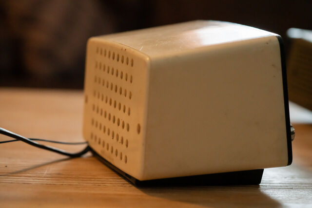 Vintage alarm clock of the 70s pallet display