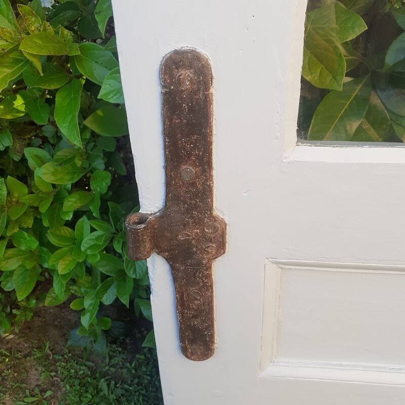 Old oak entrance door with glass H209xL116cm 18th century multi-point lock