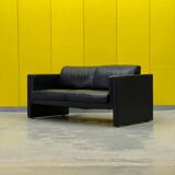Walter Knoll Studio Line Series black leather 2 seater sofa designed by Jürgen Lange