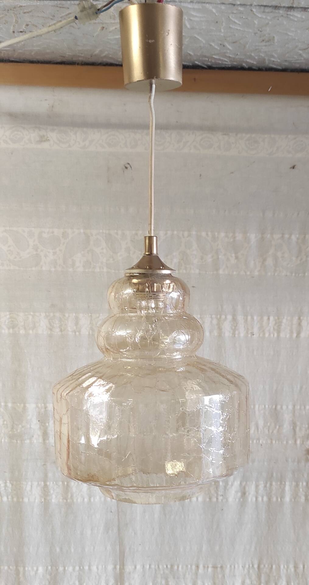 Amber glass Scandinavian suspension style - 1960s-70s