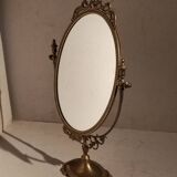 Old table mirror type psyche in silver brass mercury ice cream 38x57cm