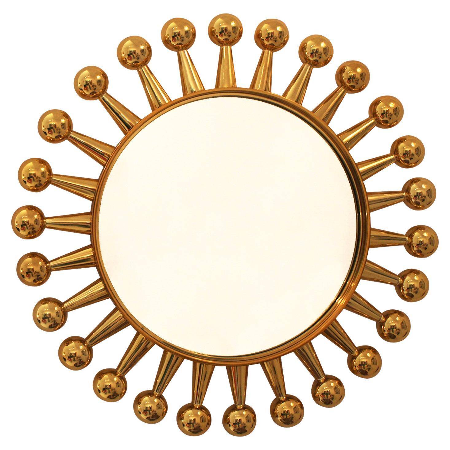 Jack Wall Round Mirror by Jonathan Adler, Polished Brass, 60cm Starburst