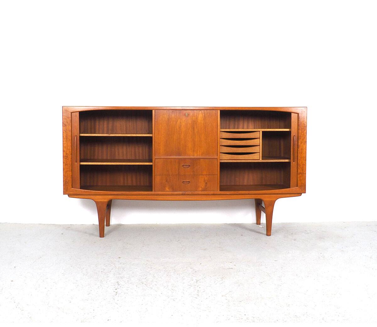 Danish Highboard with Tambour Doors, 1960s